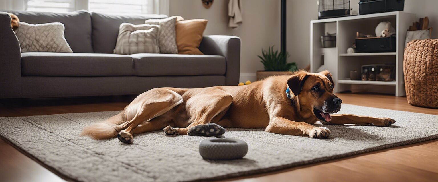 Dog exercise pen in a living room